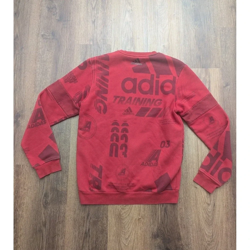 Adidas Sweatshirt Mens M Post Game Allover Print Crewneck Pullover Athletic‎ Red